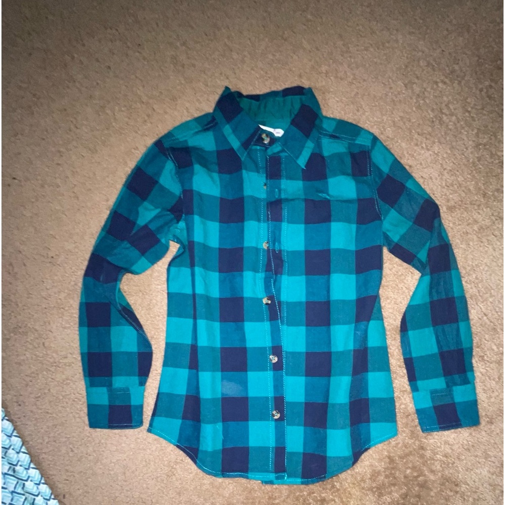 Tommy Bahama Blue and Black Plaid Kids Button Down Shirt